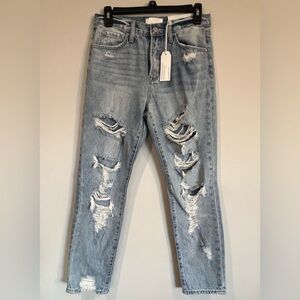 Distressed Light Blue Straight Leg Jeans NWT